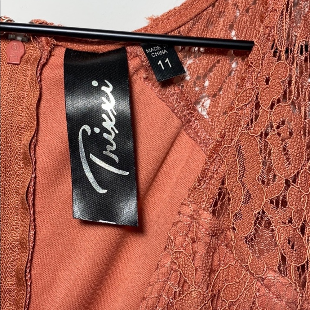 Trixxi Smooth Lace Fit and Flare Orange Dress Sz11 - Picture 6 of 6